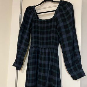 NWOT Madewell Lightspun Lucie Long-Sleeve Smocked Midi Dress in Livonia Plaid